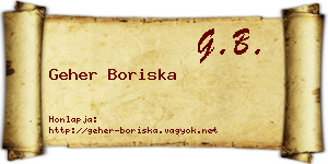 Geher Boriska névjegykártya